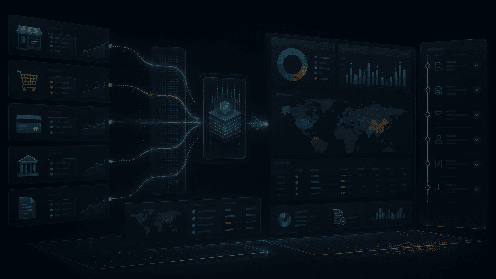 Illustration of a structured tax workflow with source inputs, analysis and review stages.